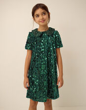 Esmeralda Sequin Collar Party Dress, Green (GREEN), large