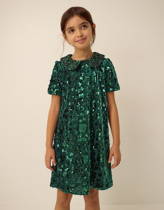 Esmeralda Sequin Collar Party Dress, Green (GREEN), large