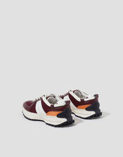 Tyra Faux Leather Trainers, Red (BURGUNDY), large
