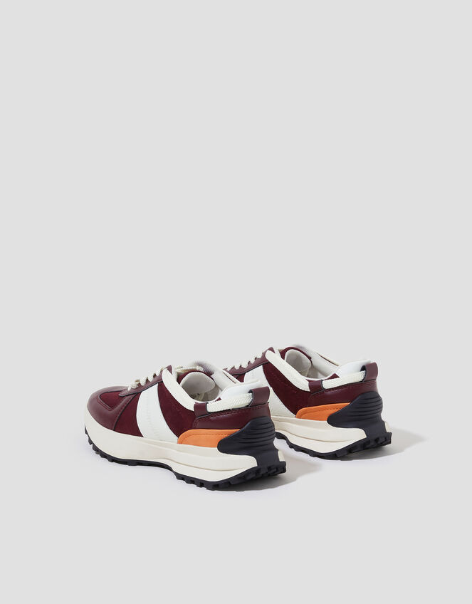 Tyra Faux Leather Trainers, Red (BURGUNDY), large