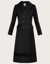 Serena Velvet Detail Coat, Black (BLACK), large
