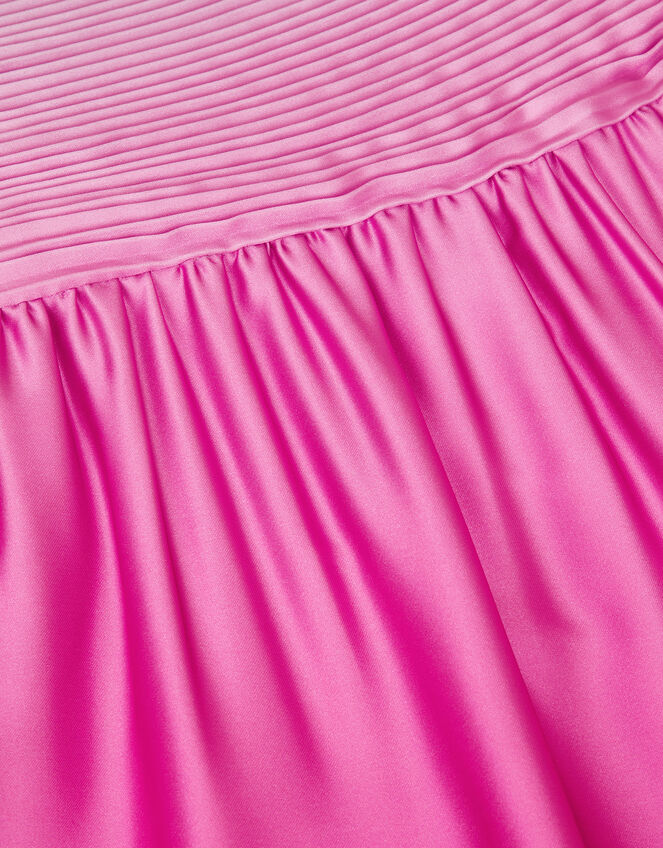 Pleated Ombre Satin Dress, Pink (PINK), large