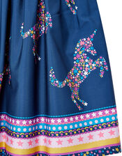 Starry Unicorn Skirt in Recycled Fabric, Blue (NAVY), large