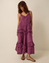 Nixie Broderie Frill Maxi Dress, Red (BERRY), large