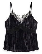 Scotch and Soda Velvet Lace Cami Top, Black (BLACK), large
