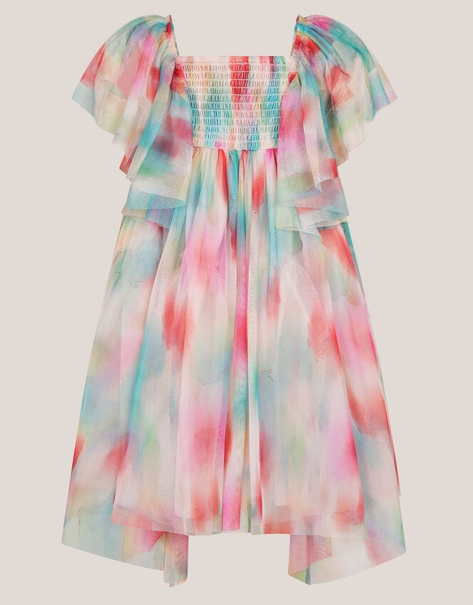 Ikat Flower Tulle Party Dress, Multi (MULTI), large
