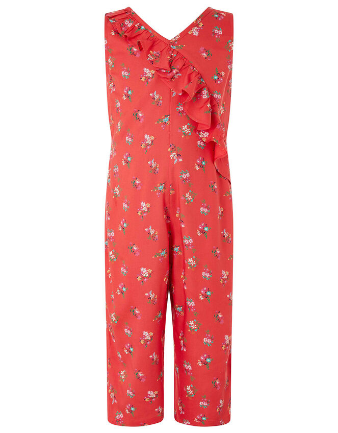 Grace Floral Ruffle Jumpsuit in LENZING™ ECOVERO™, Red (RED), large