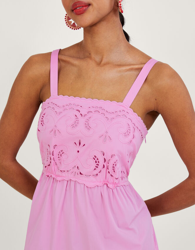 Cirilla Cutwork Dress in Sustainable Cotton Pink Day Dresses