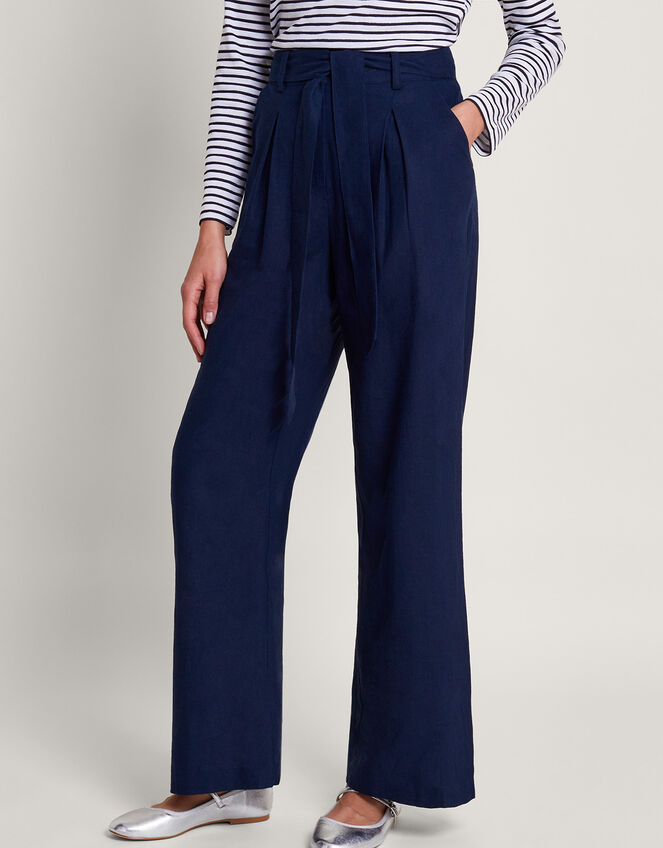 Mabel Regular Length Linen Pants , Blue (NAVY), large