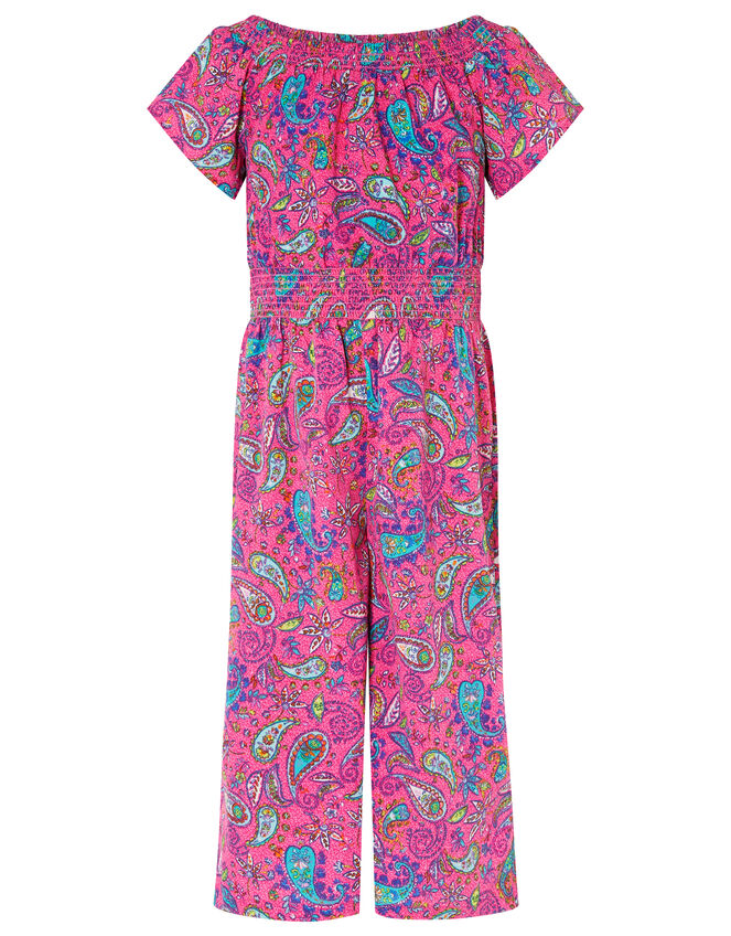 Paisley Shirred Jumpsuit, Pink (PINK), large