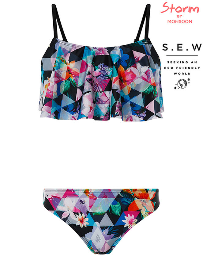 Eliza Bold Floral Bikini Set with Recycled Polyester, Black (BLACK), large