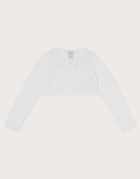 Niamh Pearl Embellished Cardigan, White (WHITE), large