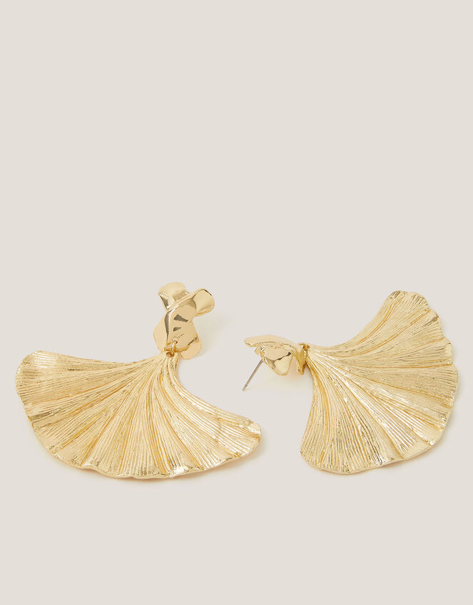 Textured Fan Drop Earrings, , large