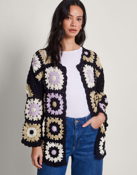 Cree Hand-Crochet Cardigan, Black (BLACK), large