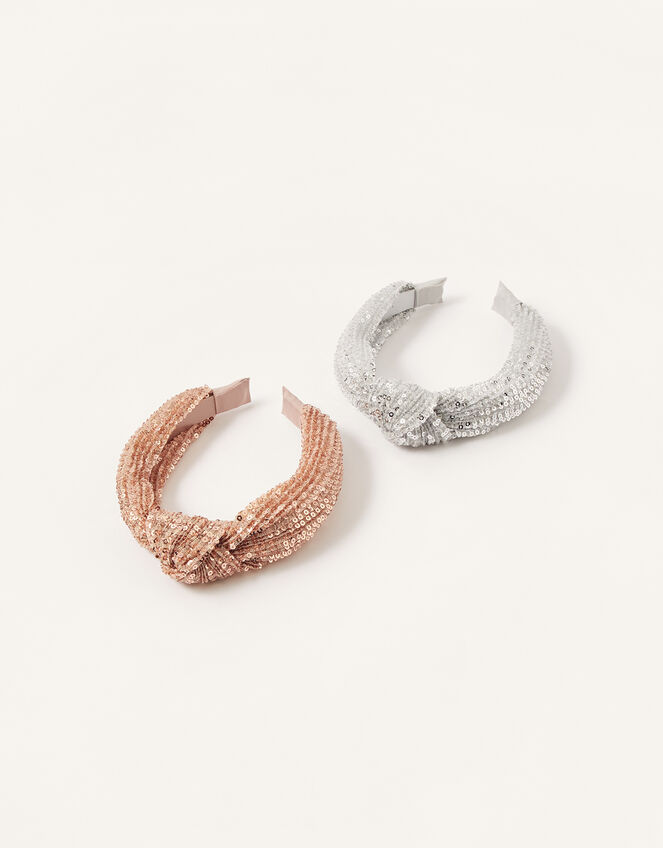 Sparkle Sequin Knot Headband Twinset, , large