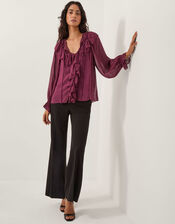 Suki Ruffle Blouse, Red (BURGUNDY), large