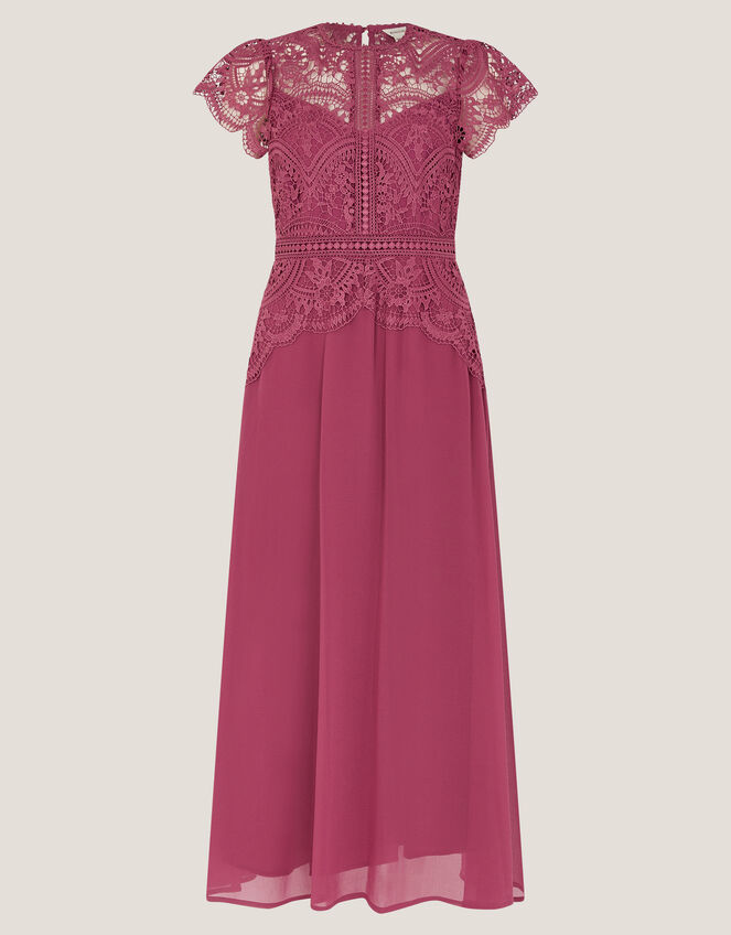 Monica Lace Midi Bridesmaid Dress, DARK PINK, large
