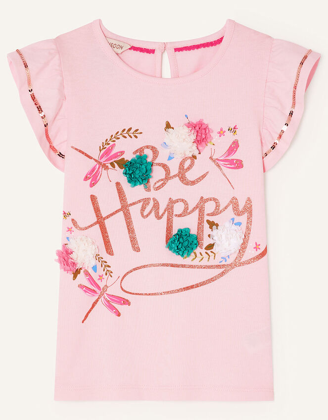 Be Happy Short Sleeve T-Shirt, Pink (PINK), large