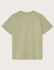 Lizard Embroidered Cotton T-Shirt, Green (KHAKI), large