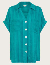 Sofia Textured Short Sleeve Shirt, Teal (TEAL), large
