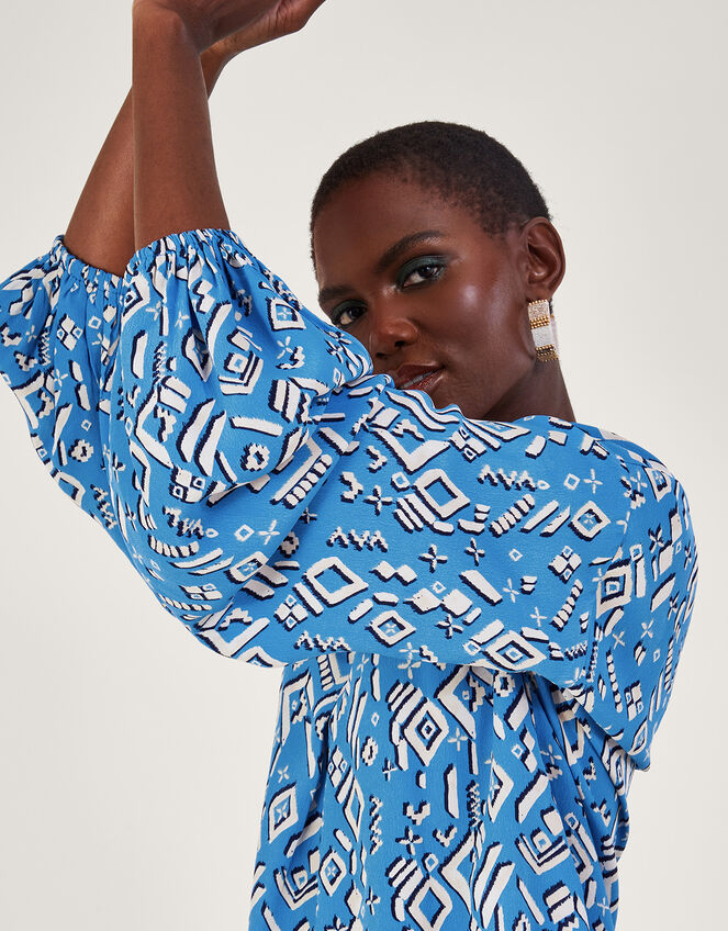 Gigi Print Blouse, Blue (BLUE), large
