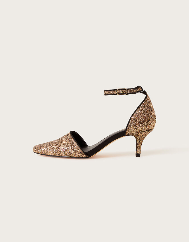 Glitter Square Toe Heels, Gold (GOLD), large