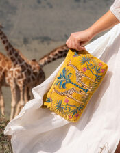 Elizabeth Scarlett Wild Giraffe Palm Velvet Pouch, , large