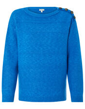 Brooke Button Shoulder Jumper, Blue (BLUE), large