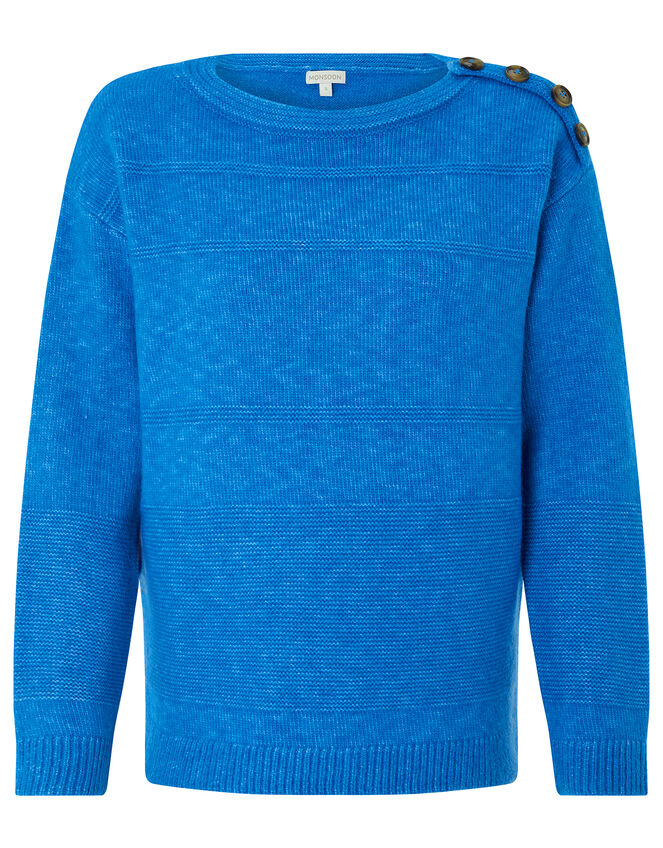Brooke Button Shoulder Jumper, Blue (BLUE), large