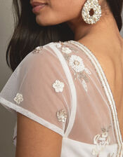 Michelle Embroidered Bridal Dress, Ivory (IVORY), large
