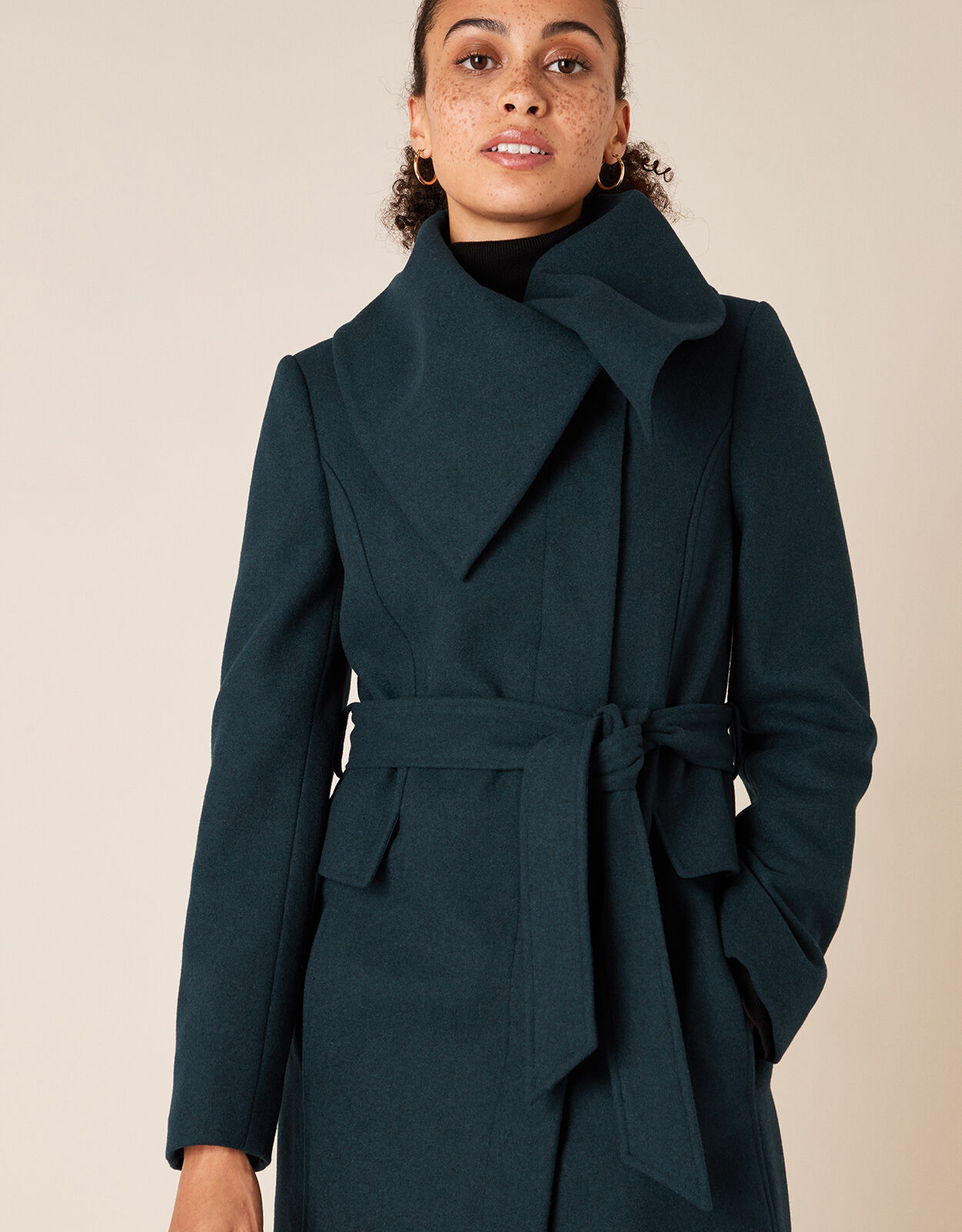 Teal wrap coat sale