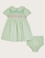 Baby Embroidered Smock Dress and Briefs Set, Green (GREEN), large
