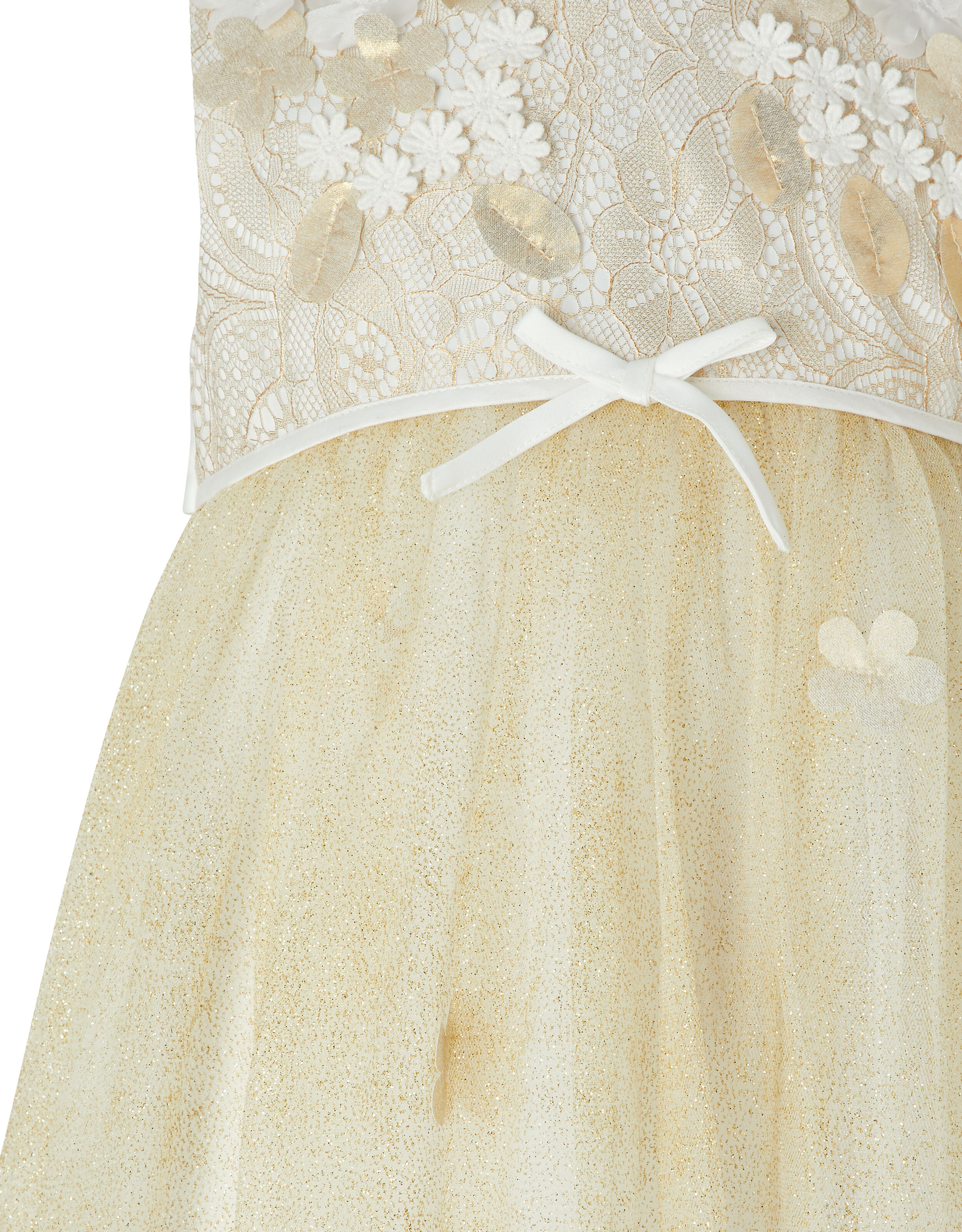 Baby Lilly Lace and Glitter Dress Gold Baby Girl Dresses