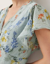 Jesse V-Neck Floral Midi Dress, Blue (PALE BLUE), large