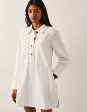 Nara Denim Tunic Shirt Dress, Ecru (ECRU), large