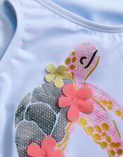 Baby Turtle Applique Swimsuit, Blue (BLUE), large
