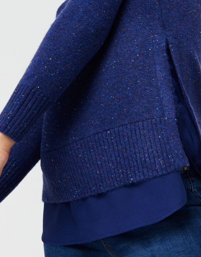 Perrie Nep Woven Hem Jumper, Blue (NAVY), large