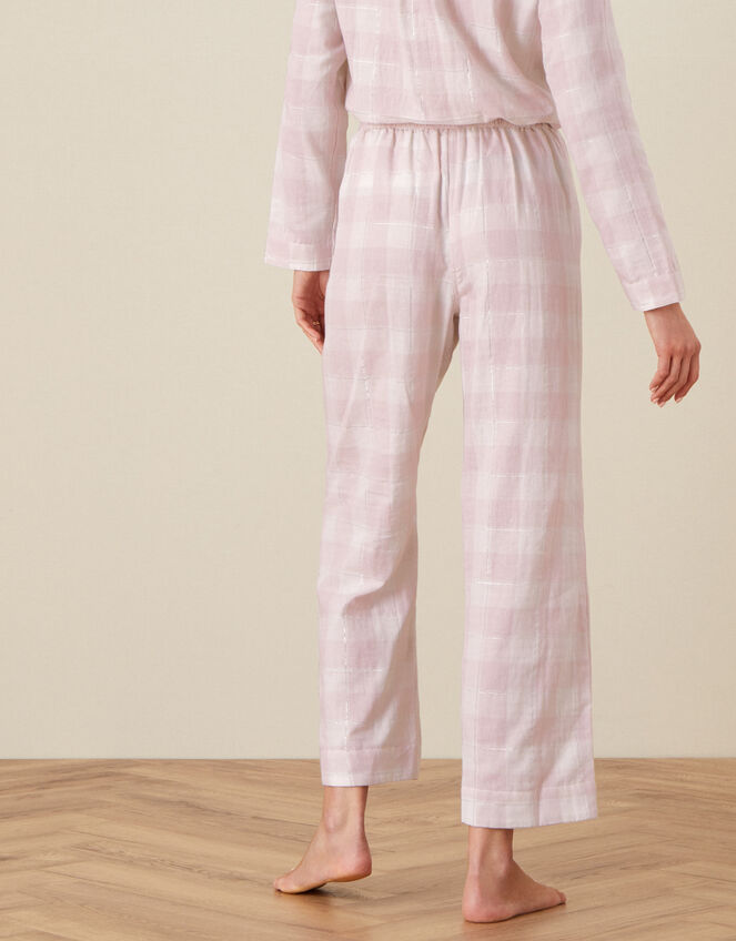 Check Wide Leg PJ Trousers, Pink (BLUSH), large