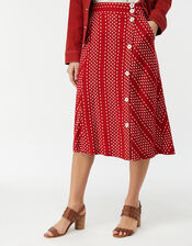 Itria Printed Midi Skirt, Red (RED), large