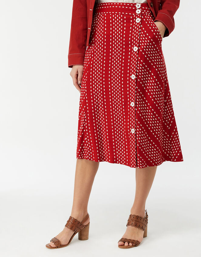 Itria Printed Midi Skirt, Red (RED), large