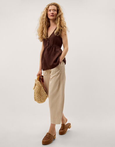 Megan Cropped Barrel Pants, Natural (ECRU), large