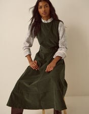 Ella Sleeveless Corduroy Midi Dress, Green (KHAKI), large