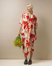 One Hundred Stars Acer Print Dress, Orange (ORANGE), large