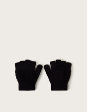 Sequin Embellished Mitten Gloves , Black (BLACK), large