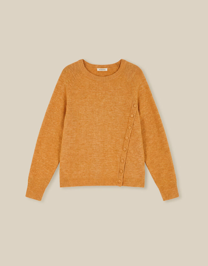 Bray Asymmetrical Button Jumper, Yellow (OCHRE), large