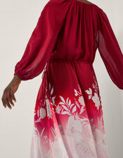 Lillian Floral Print Ombré Maxi Dress, Red (RED), large