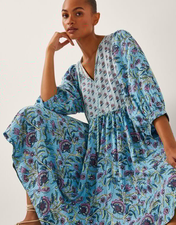 Aine Floral Print Mini Dress, Blue (BLUE), large