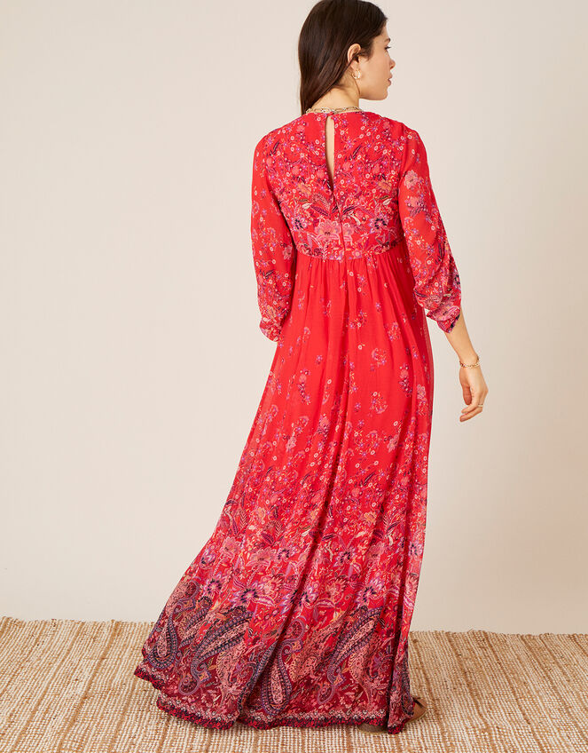 Jasmine Printed Maxi Dress, Red (RED), large