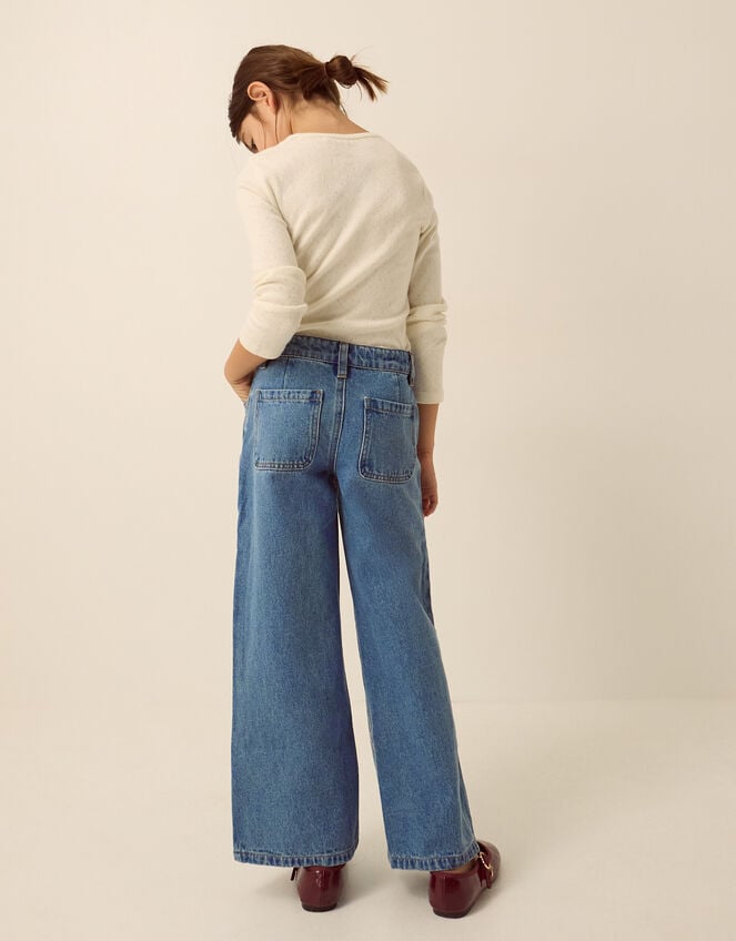 Butterfly Sequin Wide Leg Jeans, Blue (BLUE), large