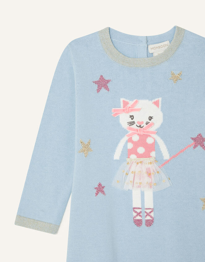Baby Ballerina Cat Knit Dress, Blue (AQUA), large